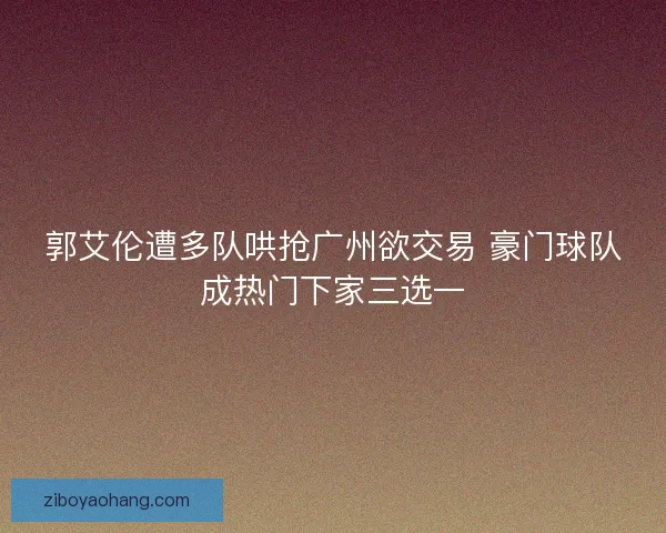 郭艾伦遭多队哄抢广州欲交易 豪门球队成热门下家三选一