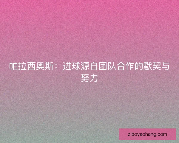 帕拉西奥斯：进球源自团队合作的默契与努力