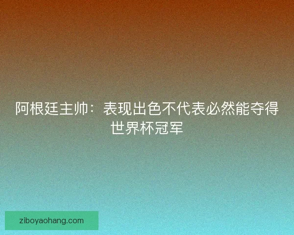 阿根廷主帅：表现出色不代表必然能夺得世界杯冠军